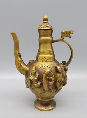 玩工艺品仿古做工艺品铜八摆仙壶酒壶茶壶旧件家古居装饰AL-65720