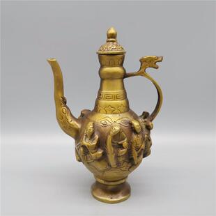 玩工艺品仿古做工艺品铜八摆仙壶酒壶茶壶旧件家古居装饰AL-65720