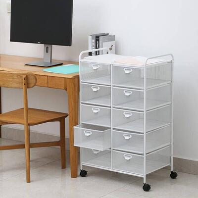 铁艺多层A4文件带抽物屉推LRR车办公资料架收纳柜下档案分类置架A