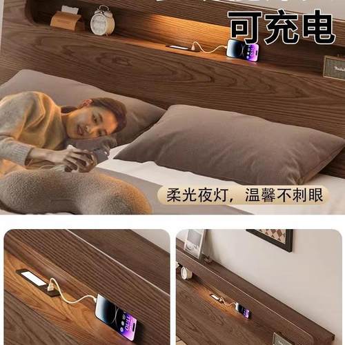 纯.实木床租家用卧室1米9858双人床出房用121m米5单人床架排骨架