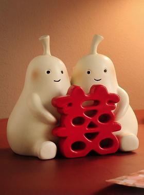 分梨摆件婚送新28m2DEzp婚人用新婚结新娘订闺蜜朋友姐姐实装饰品