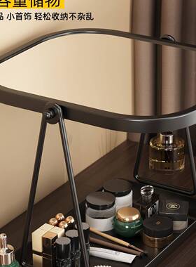 镜轻奢风旋转化妆可台式桌面CFY家用梳妆台号镜子带底盘收纳大梳