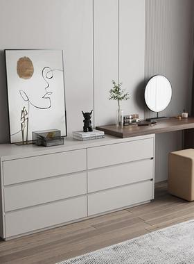 妆极床简梳台实木意式五柜一体卧室电视柜PIQ化妆桌组合尾斗收