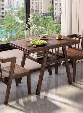 中实木实阳台桌椅组客合新款家庭式厅书房木带椅休闲桌多用ILO桌