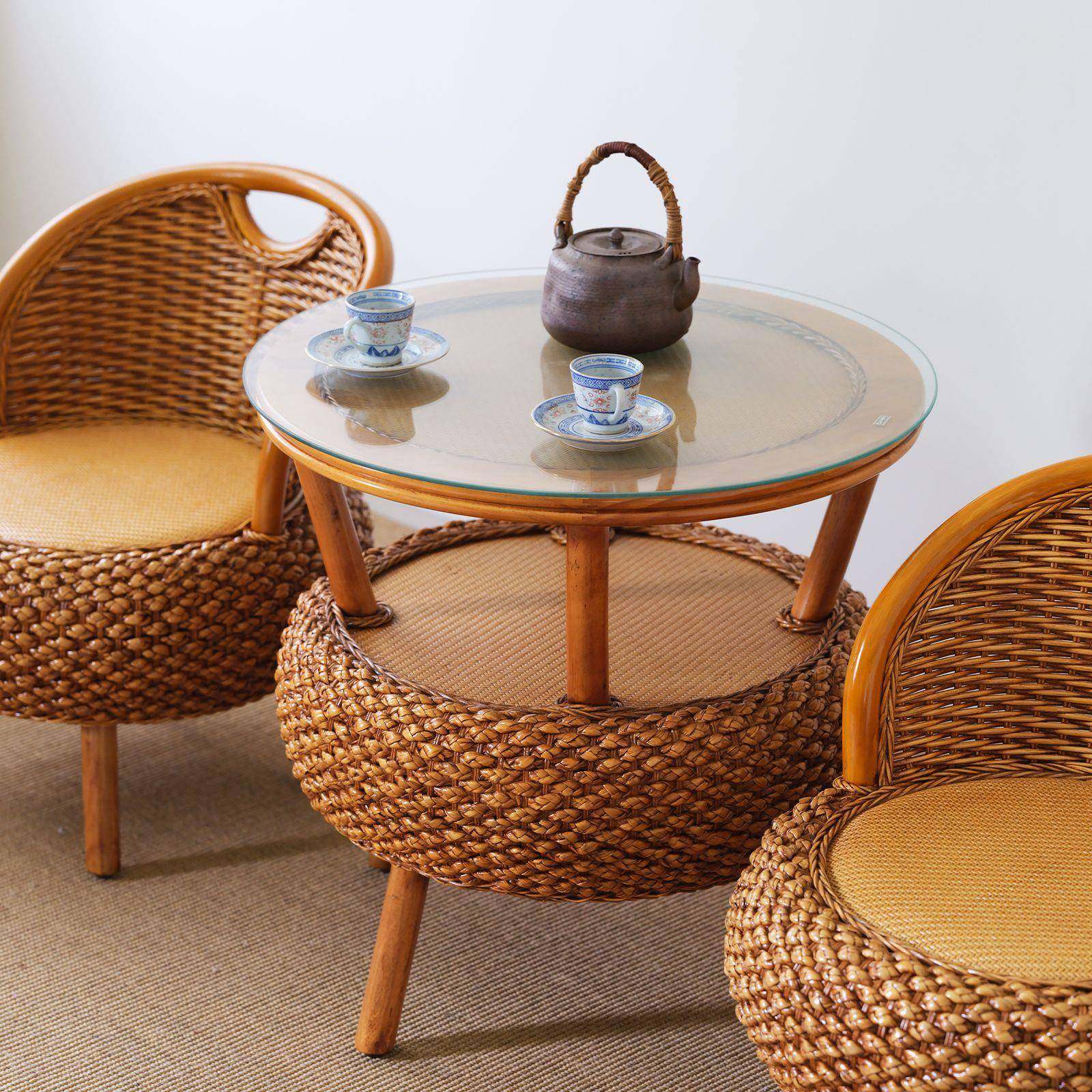 阳台小矮藤三椅件套简藤条LYSDCZ-2编织靠椅茶几圆形藤编老约人休,商业/办公家具,商用藤编家具,淘宝优惠券,粉丝福利购,淘宝优惠卷