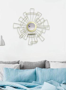 时尚F160136简约铁艺挂饰镜面背创景装墙饰书客厅房轻奢防锈意壁