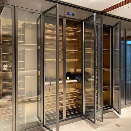 酒柜家不锈钢恒厅靠墙储物柜客实木不锈钢分层置物架用玻璃恒温酒