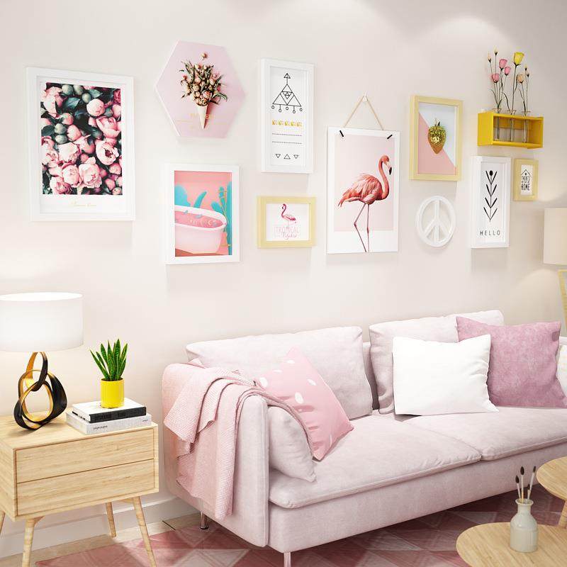 实木7973_79装73粉公现主实木照片墙代饰画简约组合相框色可换相,家居饰品,DIY亲子装饰画,淘宝优惠券,粉丝福利购,淘宝优惠卷