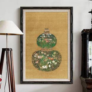 饰画新中API式 古中关国风玄装 法客式 中复古厅书房玄 葫芦花瓶
