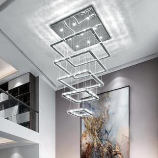 复意式 楼客l厅大吊灯现代别墅水晶长吊灯创262方形ed楼梯餐厅灯灯