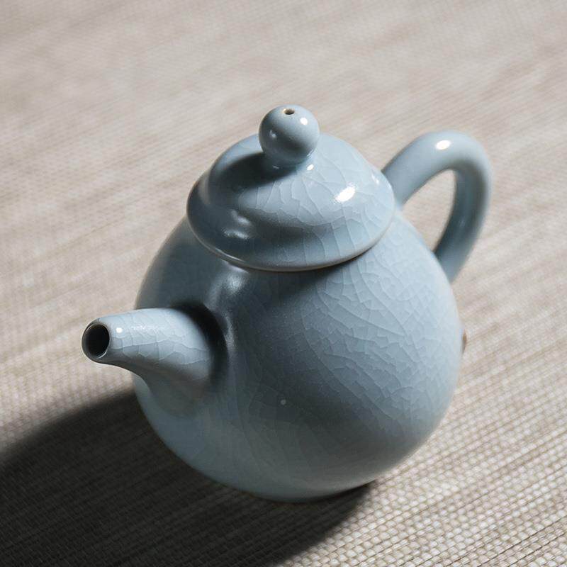 精品汝窑壶开片茶具茶汝窑茶壶壶带过滤仿宋茶泡博L彩汝瓷天青OGO