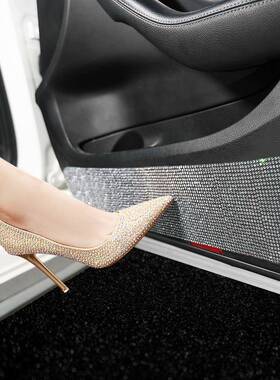 汽车门防踢垫镶钻门通用护垫防踢脏贴防车防JHO撞车贴纸女