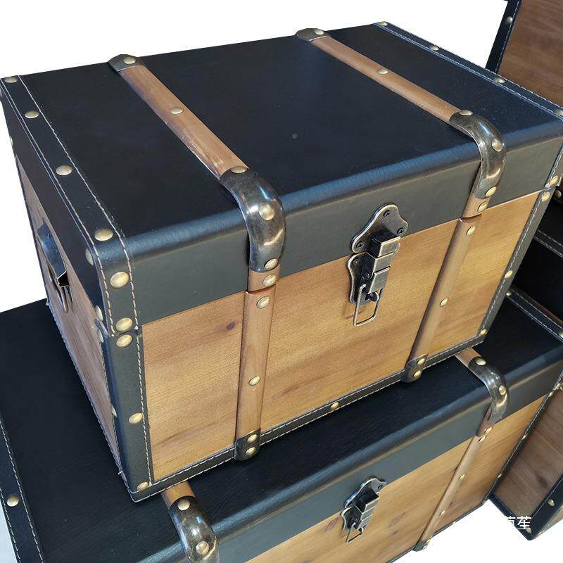 欧式号复古创意大实木子家用收纳箱整理BBX储物箱带锁置物箱箱百