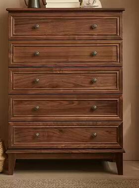 北美黑胡桃木5斗橱美AS1286式中古风卧置物柜樱木复古原室桃木斗