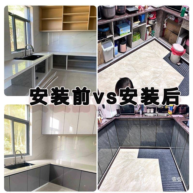 带铝合金橱框带框晶钢柜橱柜钢化式玻璃面板厨柜门自装家用厨房门