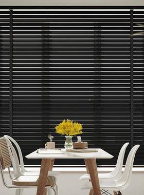 PK7J黑色实F767M785木百窗帘阳木质百叶帘遮光遮电动升降书房客叶