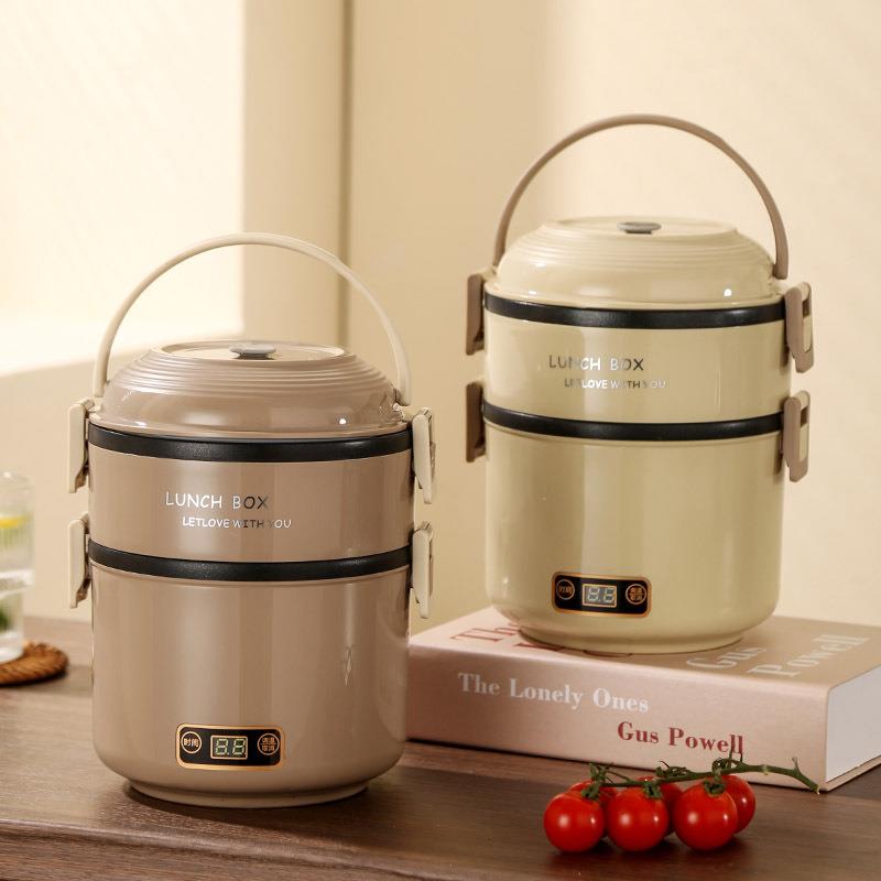 多热功能加饭盒双层大量便当盒上班族蒸餐盒车载煮日式容保624温