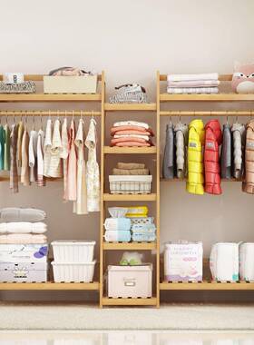 衣架用衣架落地立式衣柜卧纳室楠竹室内家衣服收衣帽架置挂NUE物