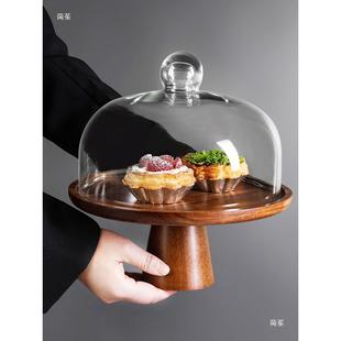 质中式高脚盘木下午台茶托盘圆形蛋糕烘展示架甜品t$*&yu+l焙玻璃