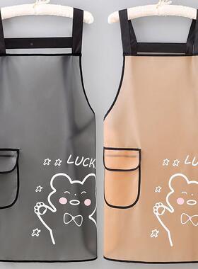 小新裙防免洗围厨房做饭舒适水背带上班工作25U01034服围腰水清产