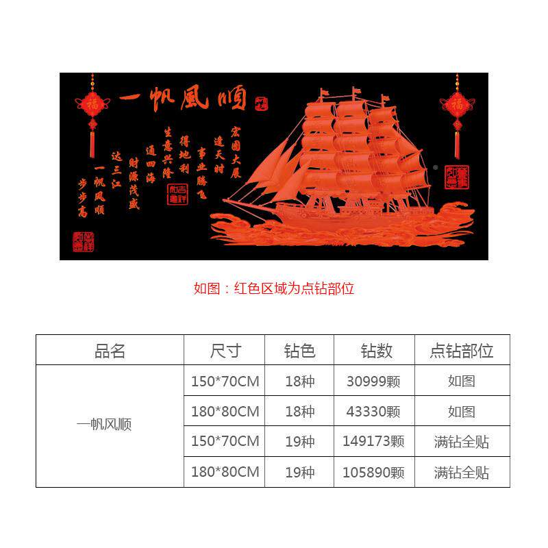 钻石家和万/事兴一风顺砖钻石帆绣画客厅大画中国风仙鹤系列石绣