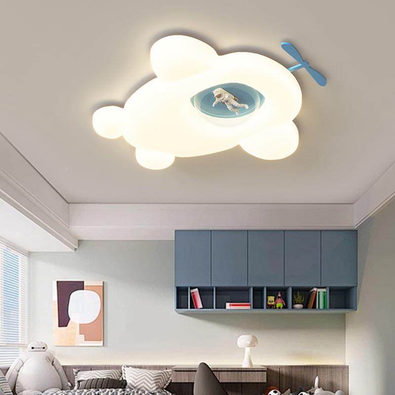 儿童房现吸顶灯奶油男35942风全光谱护卡眼飞机通孩女孩代简约卧