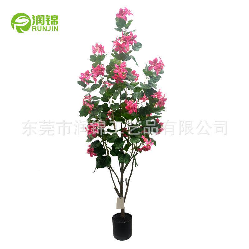 厅跨境ZJH-120热销仿紫荆花装树高端仿真花轻奢真客饰树大型盆栽
