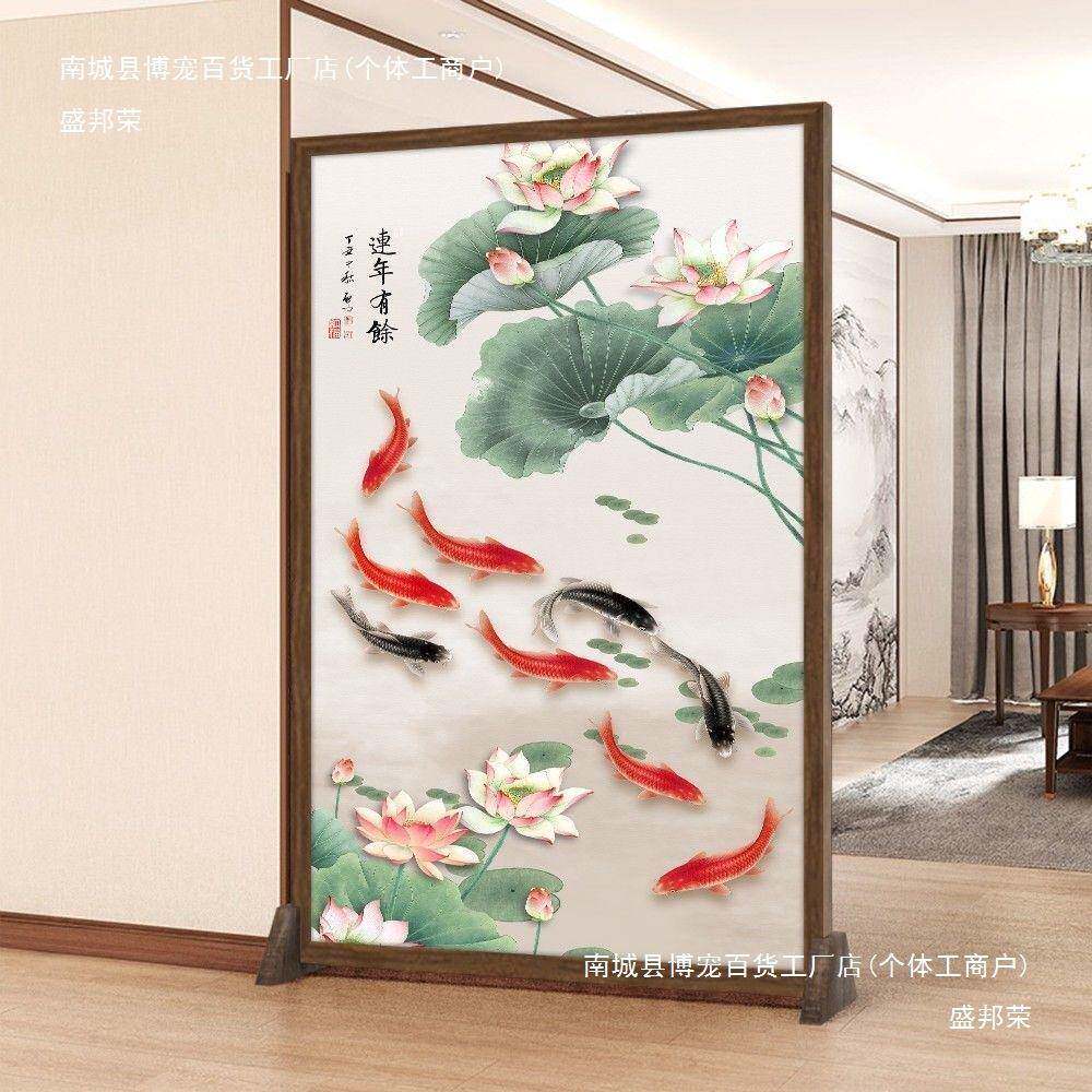 中式挡屏风隔防断家用遮入户玄关风水卧室客厅双TJG面水艺布简易