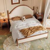 复古全实木床简1约现代户型房法式 婚奶油床.HUD8米主卧软包小双人