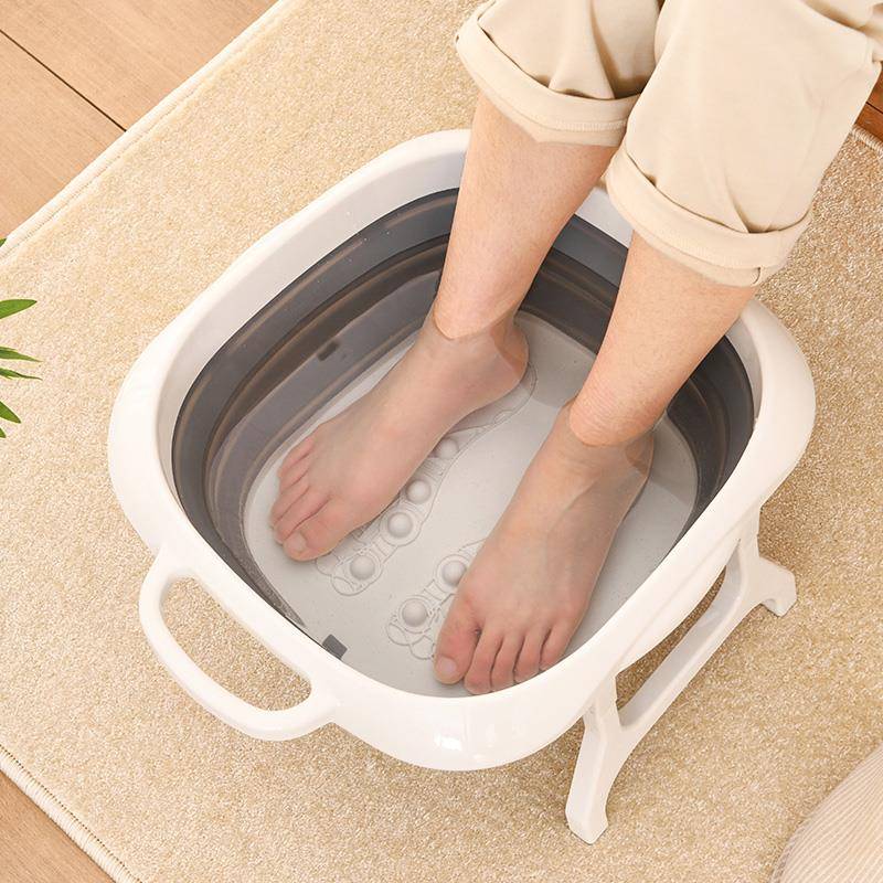折叠浴泡脚塑料洗脚盆伸缩旅行F76575SH便携式家足盆按桶用摩洗脚
