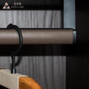 超威纤皮革衣通杆高定衣杆衣柜带胶条音防滑法横挂杆挂衣杆B127皮
