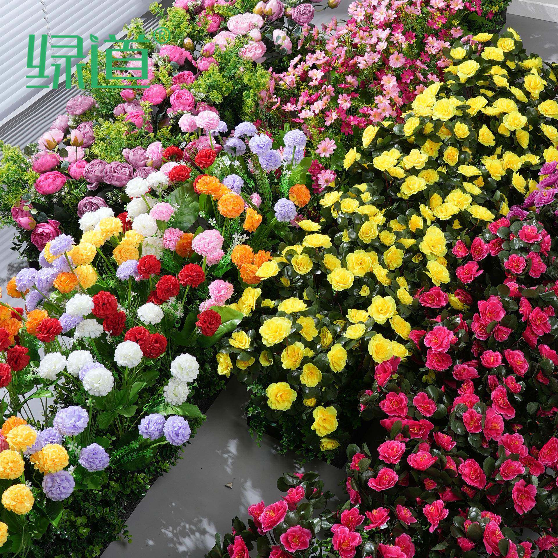 仿造真花假花摆隔断景绿MYZ植设室内外花艺装薰饰塑料杜鹃洋牡丹