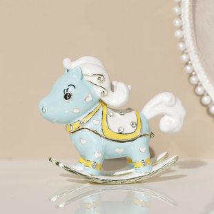 卡通摇摇马首饰盒珐琅工艺小摇马小摆件创意小礼品家居小饰品