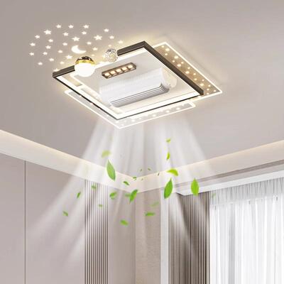 现代简约无叶风扇207灯风静音全大光餐谱护眼客厅厅卧室吸顶力灯