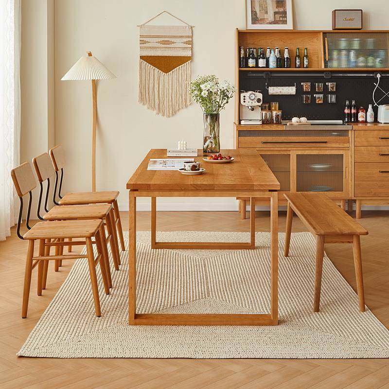 木桃木莫比恩樱餐桌椅饭组合DF555长方形原木桌家用日式实大板桌