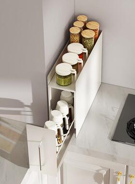 抽拉式台面调味收品纳柜防尘橱F97T5SJ6柜转储柜H^物厨角房调料窄