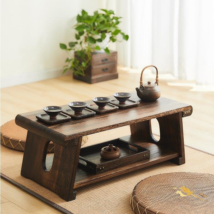 榻榻米实茶桌飘窗桌新中式桌985子家用茶阳台茶台茶几木日式矮桌