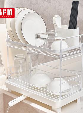 MBF1991双层沥水碟厨房水899槽架台面放碗盘碗筷碗架带排水管收纳