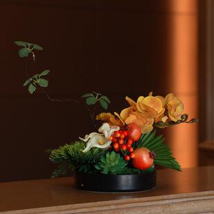 新式代仿真花艺竹筏架构玄关现城市展摆厅售楼4处酒店前中台件