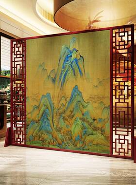 江IZE山回实木形镂空屏家用图入户座门玄关隔断公司大堂客厅过道