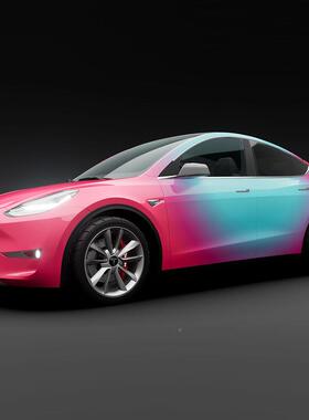 电动汽色KJO车改彩全绘膜渐变车身贴拉花车衣个身性涂装增亮哑光