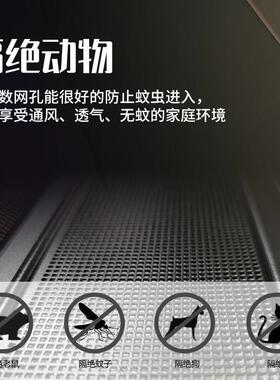 刚金网折叠纱门LVI平网防沙盗带防猫狗老鼠铝合金极窄款隐形推锁