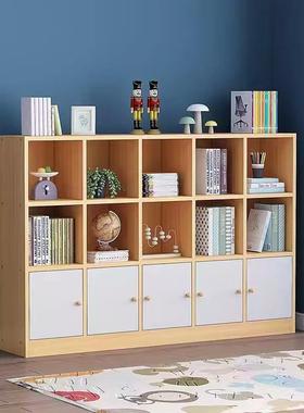实木儿童书架置物架落地收43191纳架宝宝玩自具组柜简易书柜由合