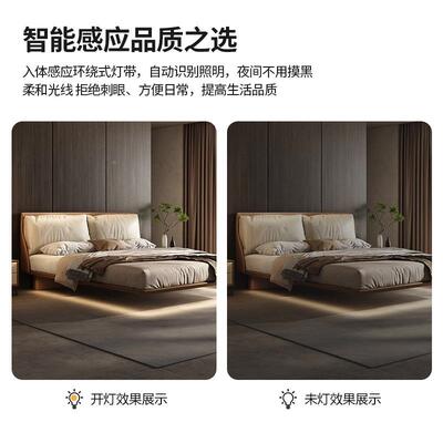 意式极简皮艺钢木1.XS-88068人x2米软包储床床加厚可物家用卧室1.