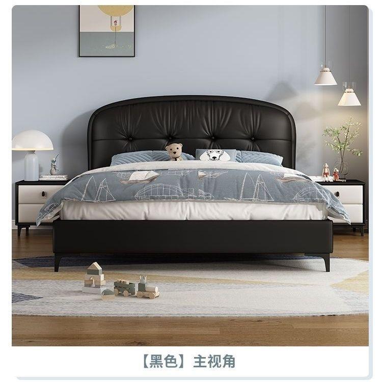 网奶油风布艺现简代约白色软包双人床床法式小户型主卧室公红1675