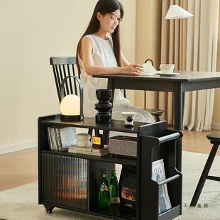 物实边几985小茶几可移动客木厅沙发侧边柜家用车黑色小推储柜置
