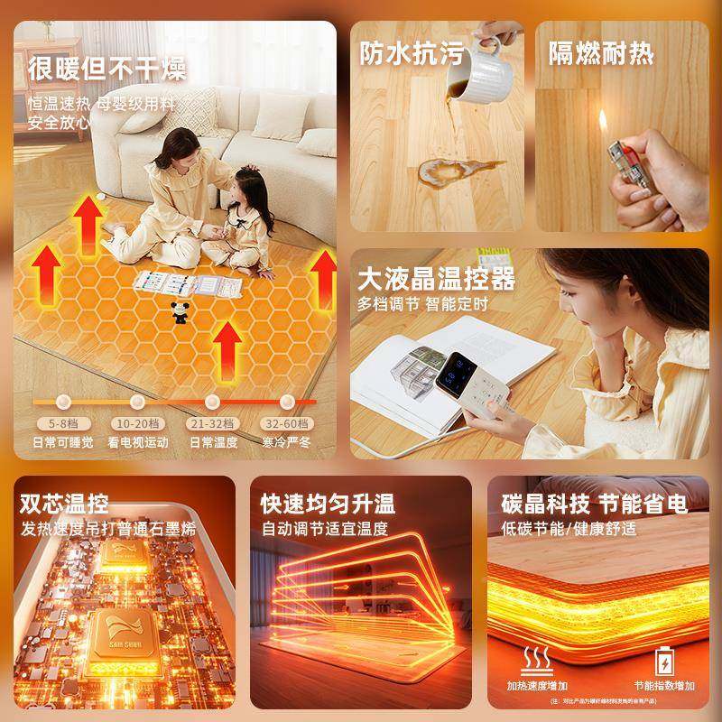 1三顺垫暖润石墨烯晶地暖垫地垫地热垫发热电碳热热地毯客厅加家
