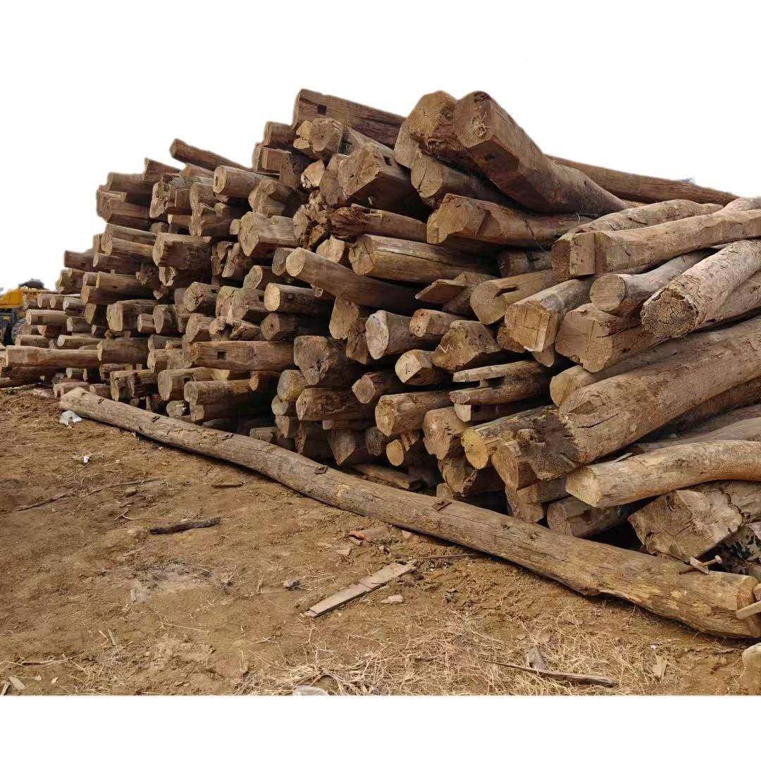 榆木木檩条房梁方古建实老木材料复古原木房梁式中VRB民宿仿古隔