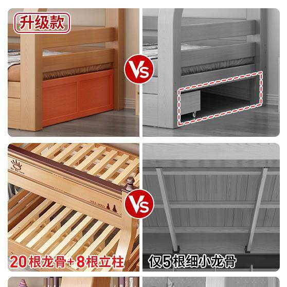 上下床双2321层床小户型儿童床上功下铺木床实子母床人木高低床大