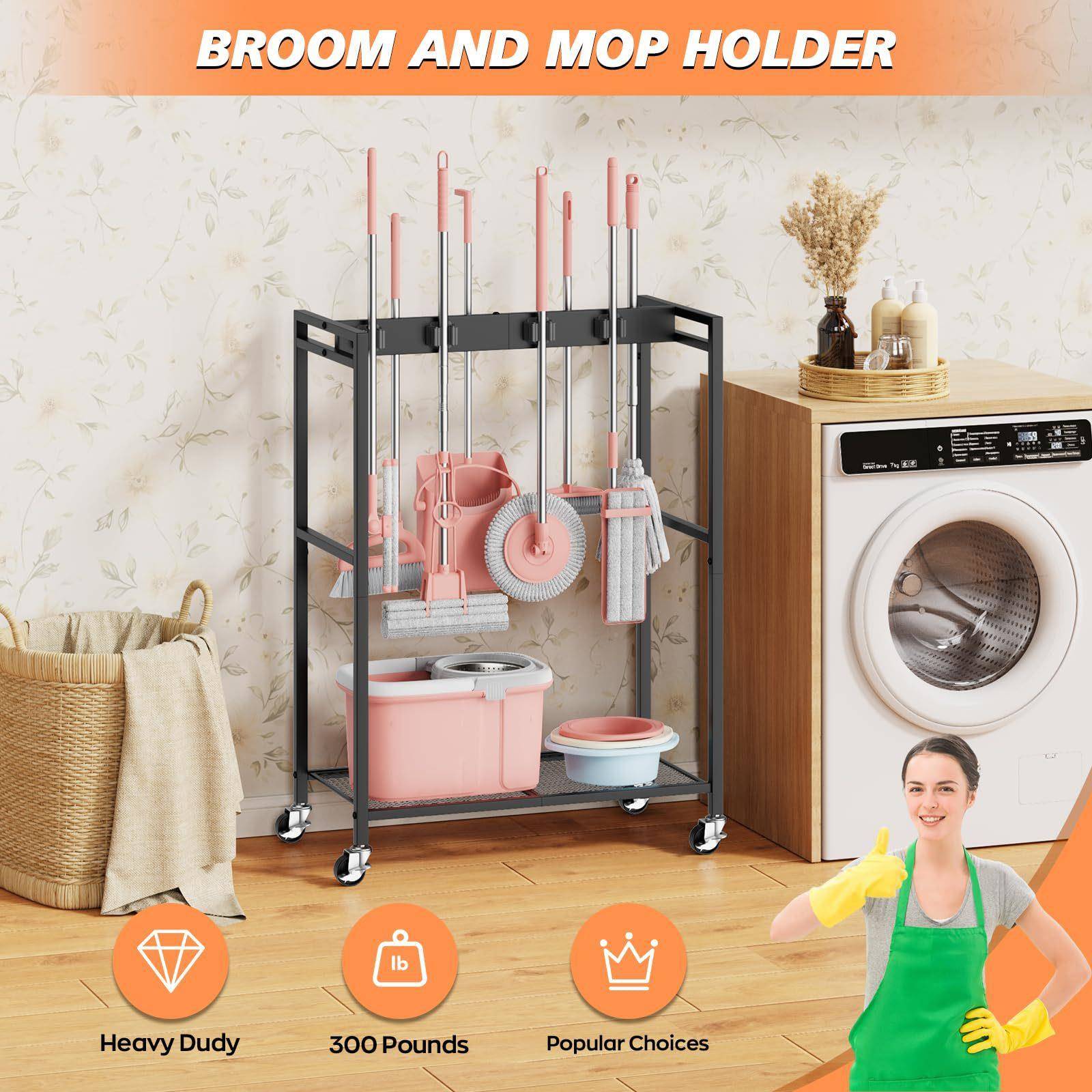 扫把收架移动带纳轮拖SBJ04把挂置物车库悬储物清洁工具储架存架